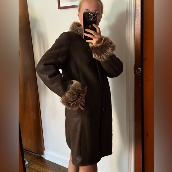 Siennastudio brown shearling jacket - Picture 5 of 13